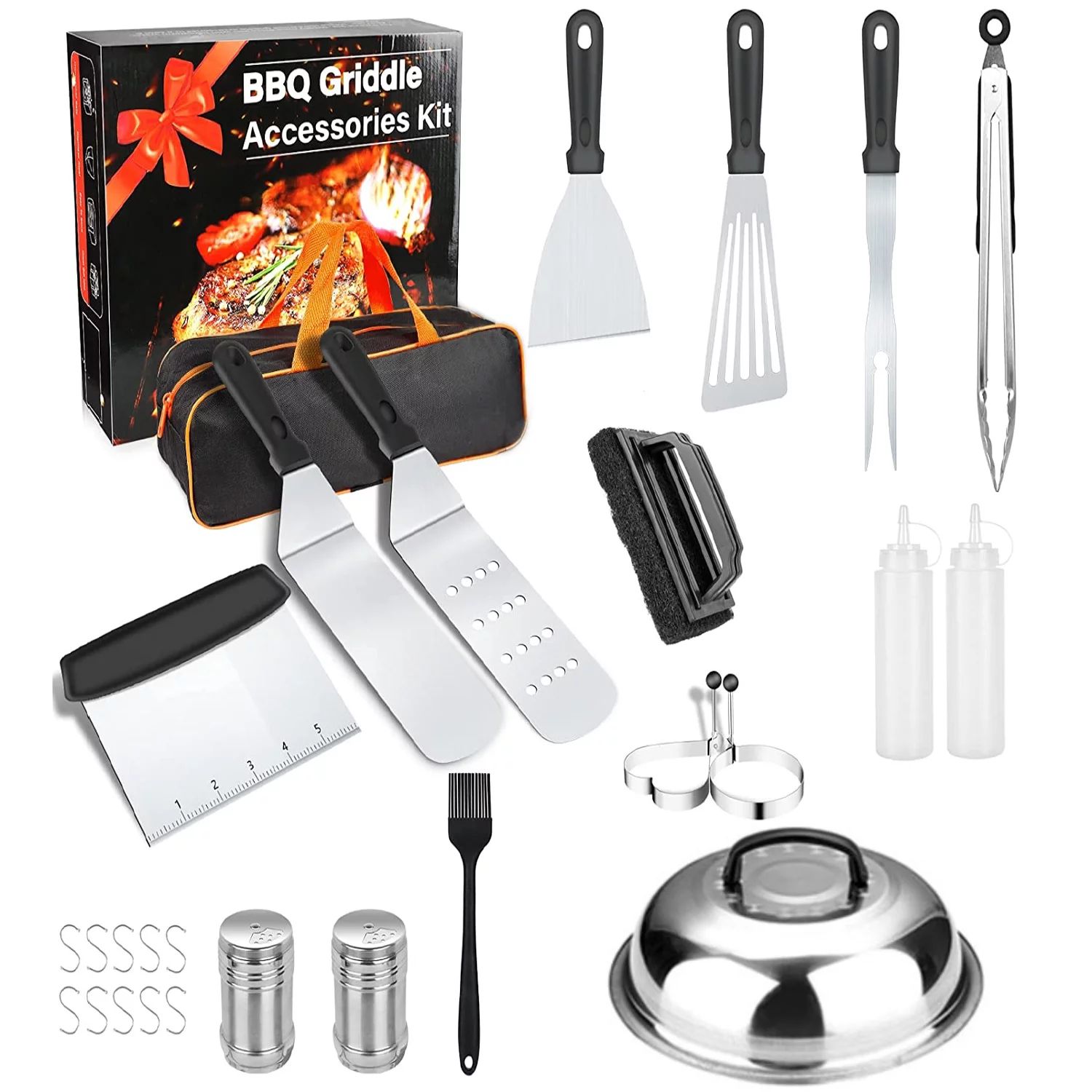BBQ Grilling Tool Kit for Blackstone Griddle Accessories,18 Pcs BBQ Grill Tools Set for Blackston... | Walmart (US)