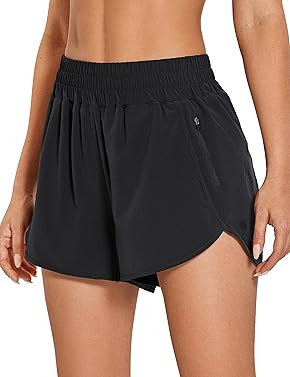 CRZ YOGA Women's High Waisted Running Shorts Mesh Liner - 3'' Dolphin Quick Dry Athletic Gym Trac... | Amazon (US)