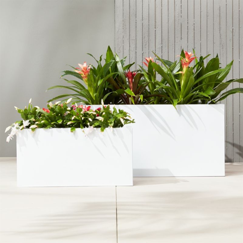Blox White Large Rectangular Modern Indoor/Outdoor Planters | CB2 | CB2