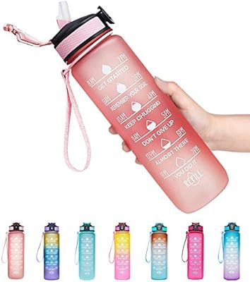 Giotto 32oz Leakproof BPA Free Drinking Water Bottle with Time Marker & Straw to Ensure You Drink... | Amazon (US)