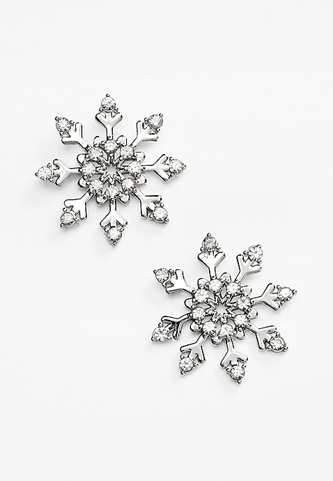 Silver Snowflake Stud Earrings | Maurices