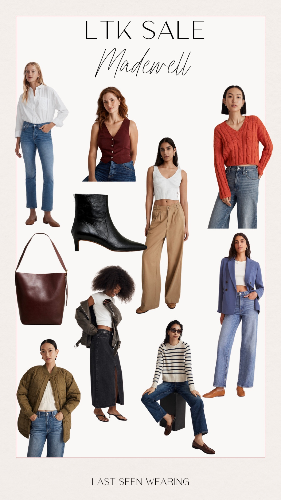 LTK sale at Madewell! Fall style for work and everyday outfits! Trousers, straight leg jeans, Demi crop jean, fall sweater, madewell bag

#LTKfindsunder100 #LTKSale #LTKsalealert