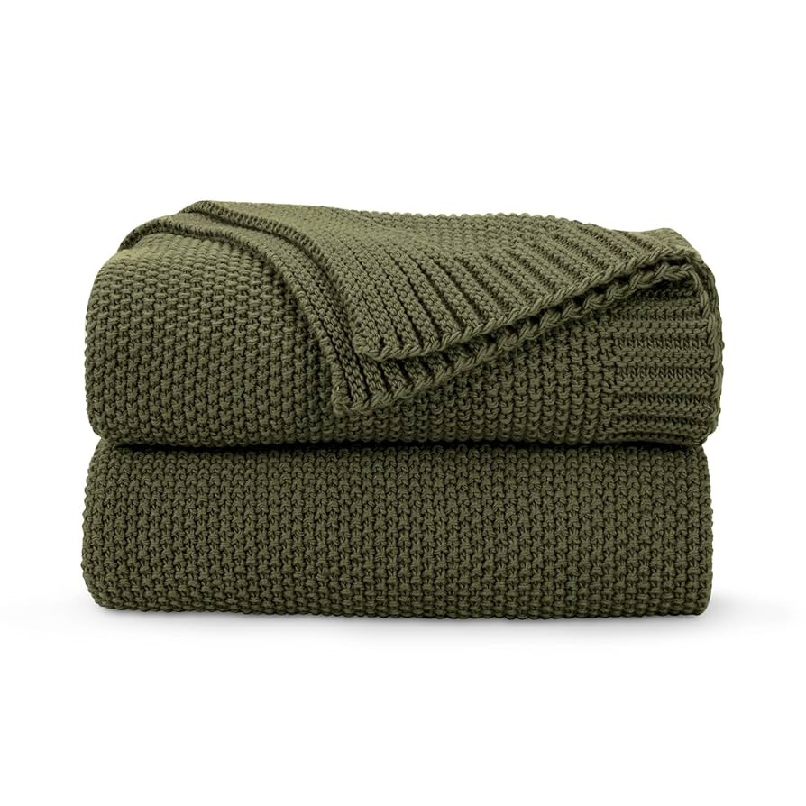 CozeCube Olive Green Throw Blanket for Couch, Soft Cozy Cable Knit Throw for Bed Sofa Living Room... | Amazon (US)