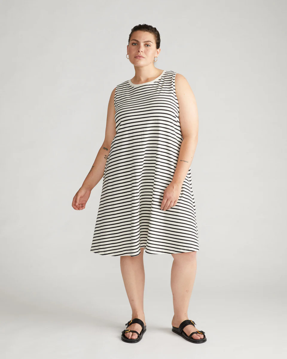 Bay Breton Stripe Sleeveless DressEcru/Black Stripe | Universal Standard