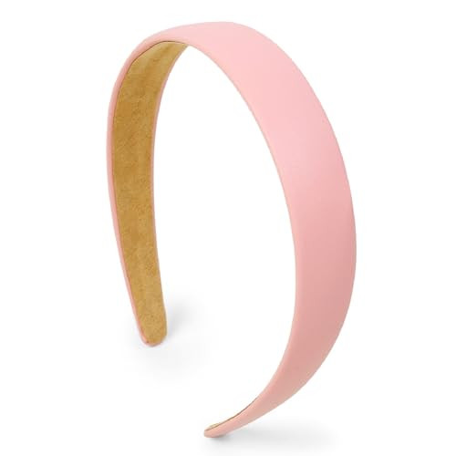 Pink Headbands for Women 1 Inch Wide Thick Light Pink Hairband Faux Leather Headband for Women and Girls Fashion Plastic Hard Head Band Solid Colors | Amazon (US)