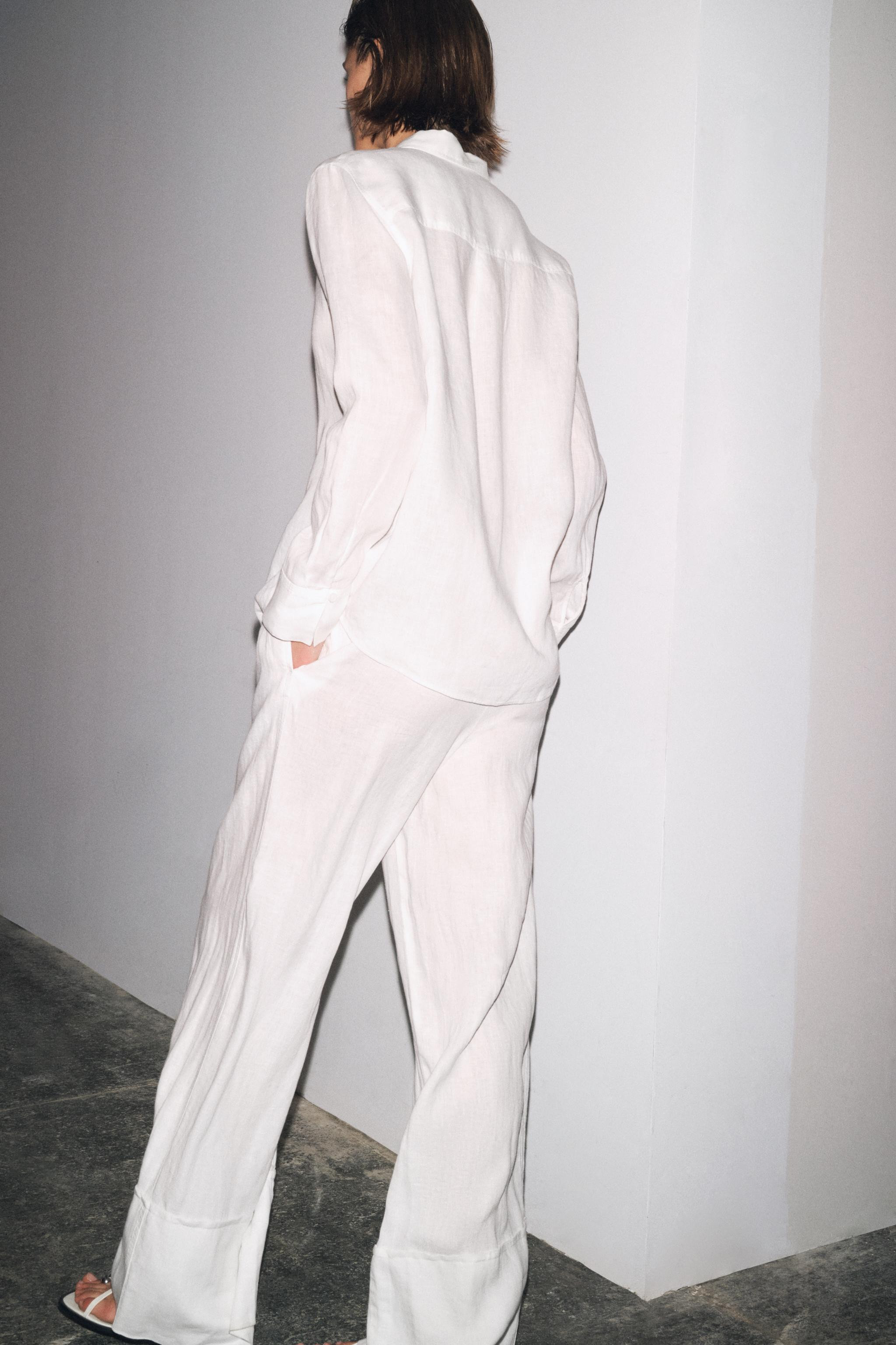 100% LINEN PALAZZO PANTS ZW COLLECTION | Zara US