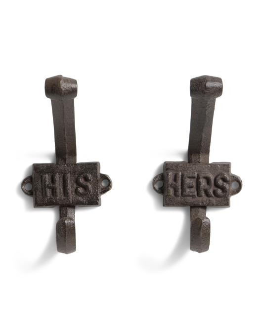 Set Of 2 Cast Iron His And Hers Hooks | TJ Maxx