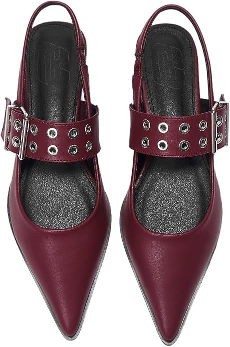 Floerns Women's Buckled Straps Pointed Toe Slingback Flat Ballerina Shoes | Amazon (US)
