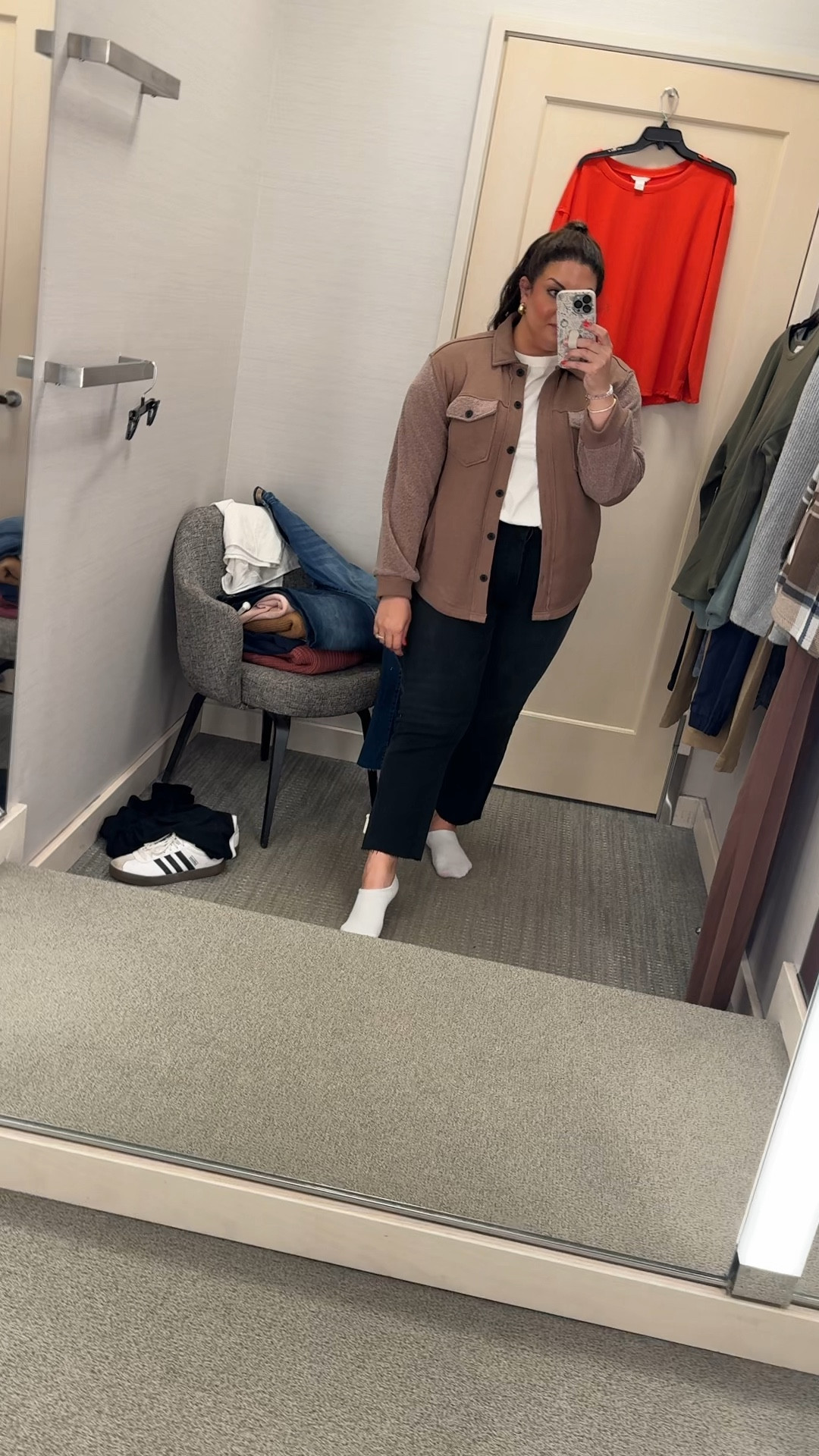 The softest shacket! Wearing an XL and a 12 in the jeans (size down 1!) 

#LTKMidsize #LTKSaleAlert #LTKxNSale