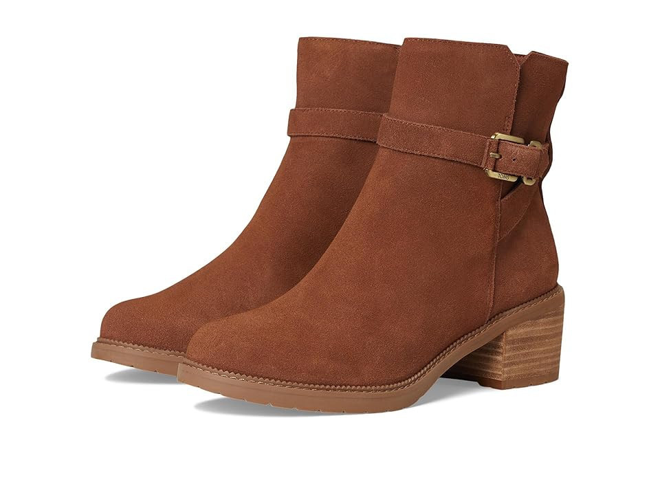 TOMS Hailey Buckle Women's Boots Amber Brown : 9.5 B - Medium, Suede | Zappos