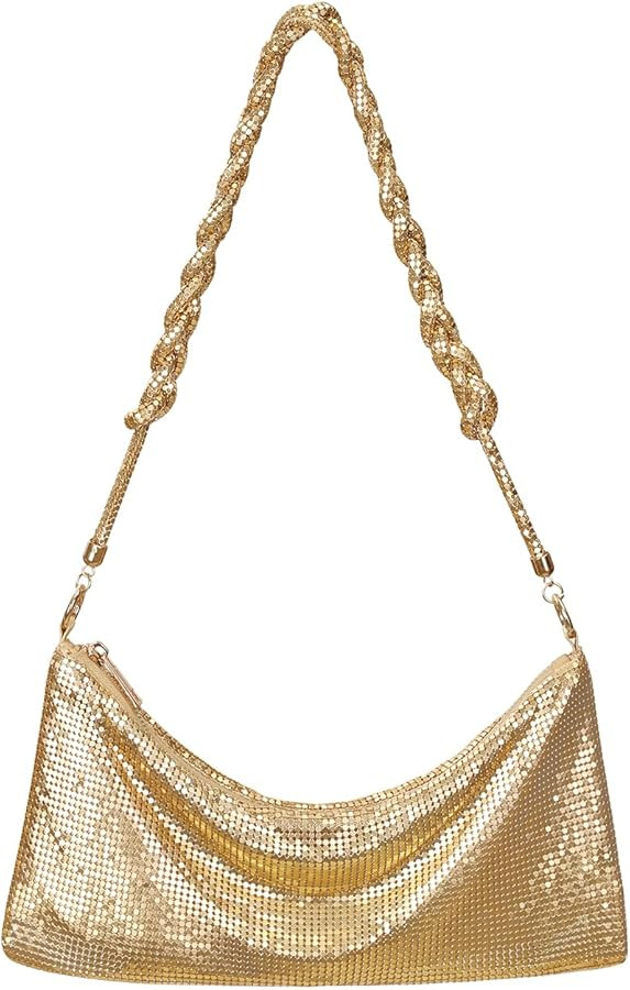 HDE Women's Metallic Mesh Evening Bag Shiny Braid Knotted Shoulder Purse Handbag | Amazon (US)