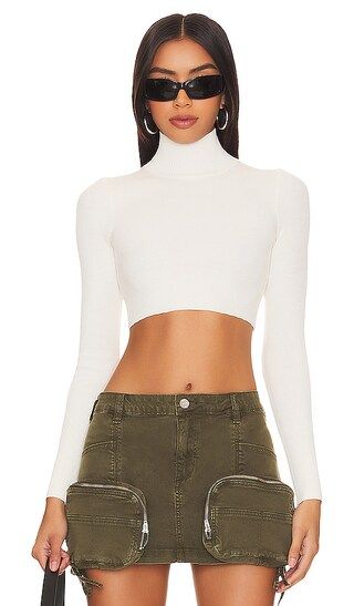 Cara Cropped Knit Mock Neck in Ivory | Revolve Clothing (Global)