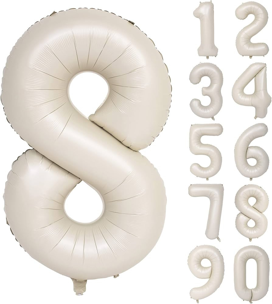 40 In Cream white Number Balloons Helium Foil Mylar Balloon Birthday Party banquet Decoration Dig... | Amazon (US)