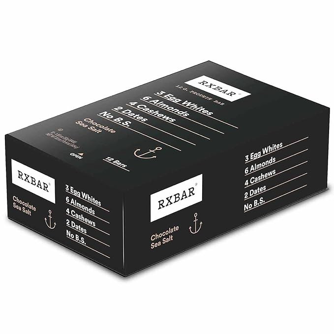 RXBAR Protein Bars, 12g Protein, Gluten Free Snacks, Chocolate Sea Salt, 22oz Box (12 Bars) | Amazon (US)