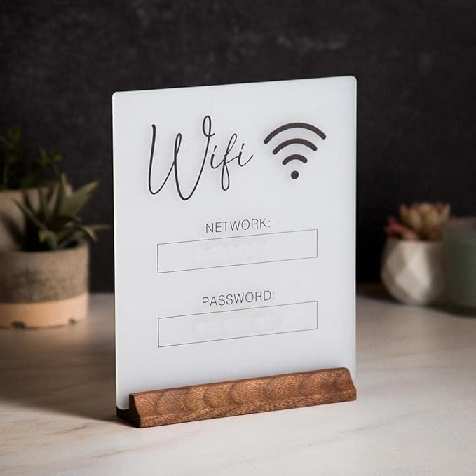 WiFi Password Sign, Chalkboard Style WiFi Password Sign Board, Acrylic Table WiFi Sign for Home, ... | Amazon (US)