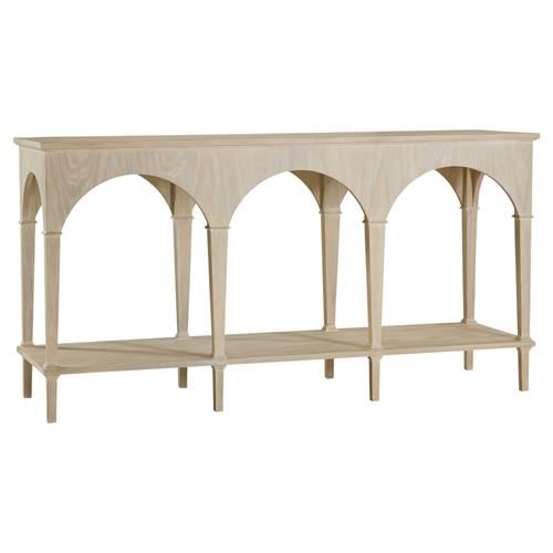 Marc French Country Brown Ash Wood Arch Console Table | Kathy Kuo Home