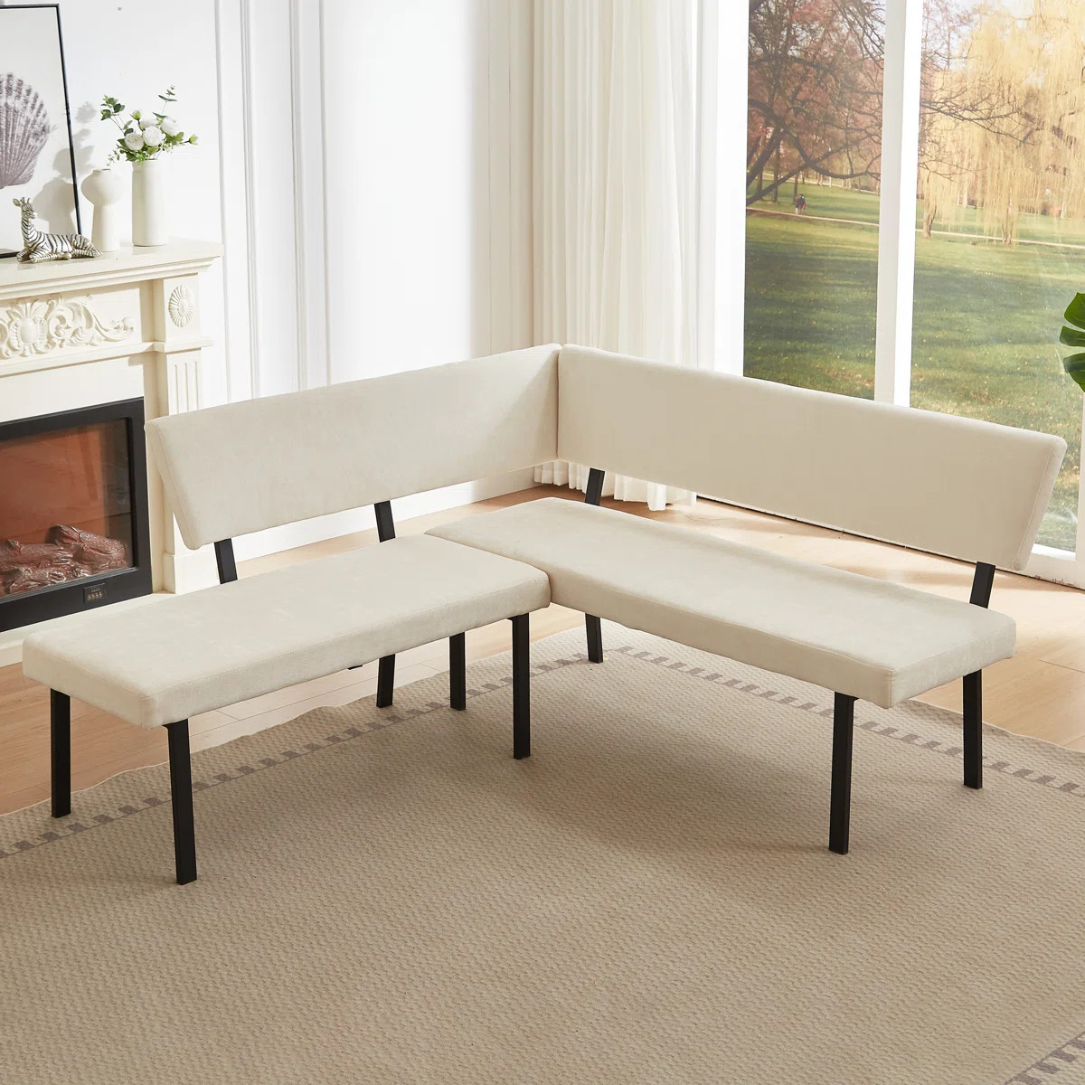 Latitude Run® Modern  Corner Bench With  Upholstery And Metal Legs | Wayfair | Wayfair North America