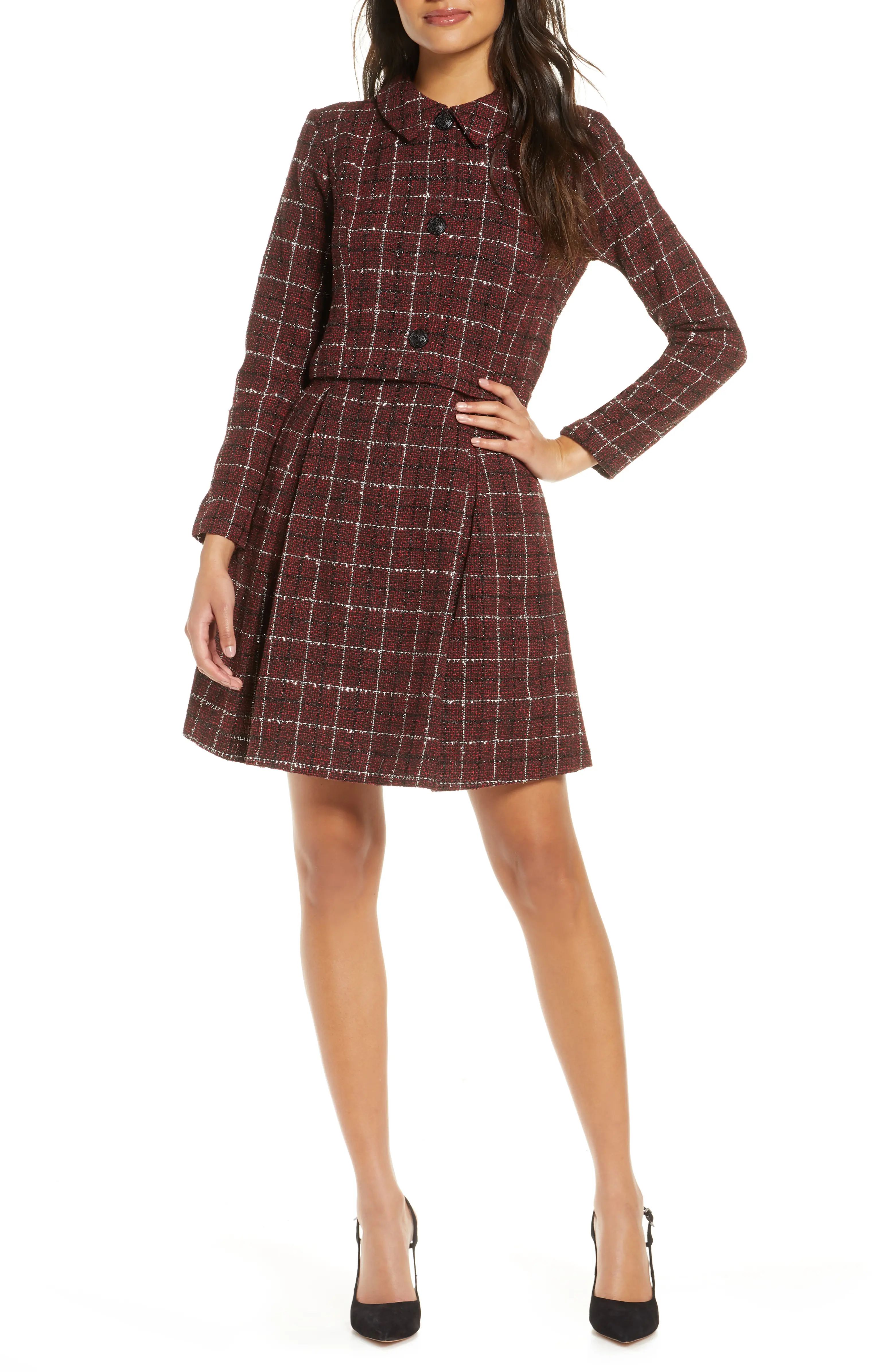 Long Sleeve Mock Two-Piece Tweed Dress | Nordstrom