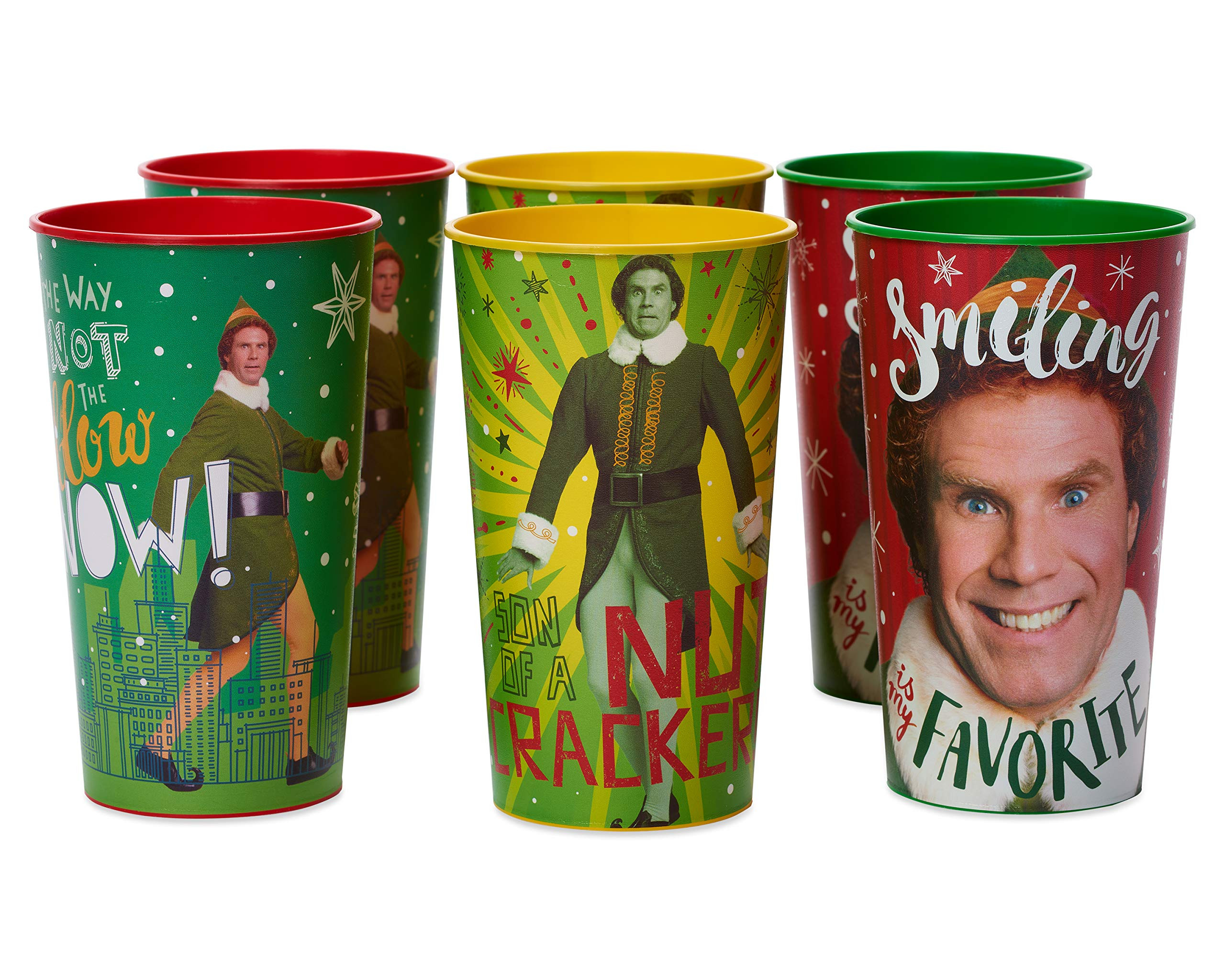 American Greetings 6-Count 22 oz. Reusable Plastic Cups, Buddy The Elf Christmas Party Supplies | Amazon (US)