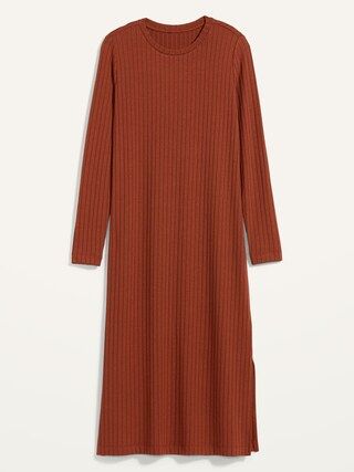 Rib-Knit Long-Sleeve Midi Shift Dress for Women | Old Navy (US)