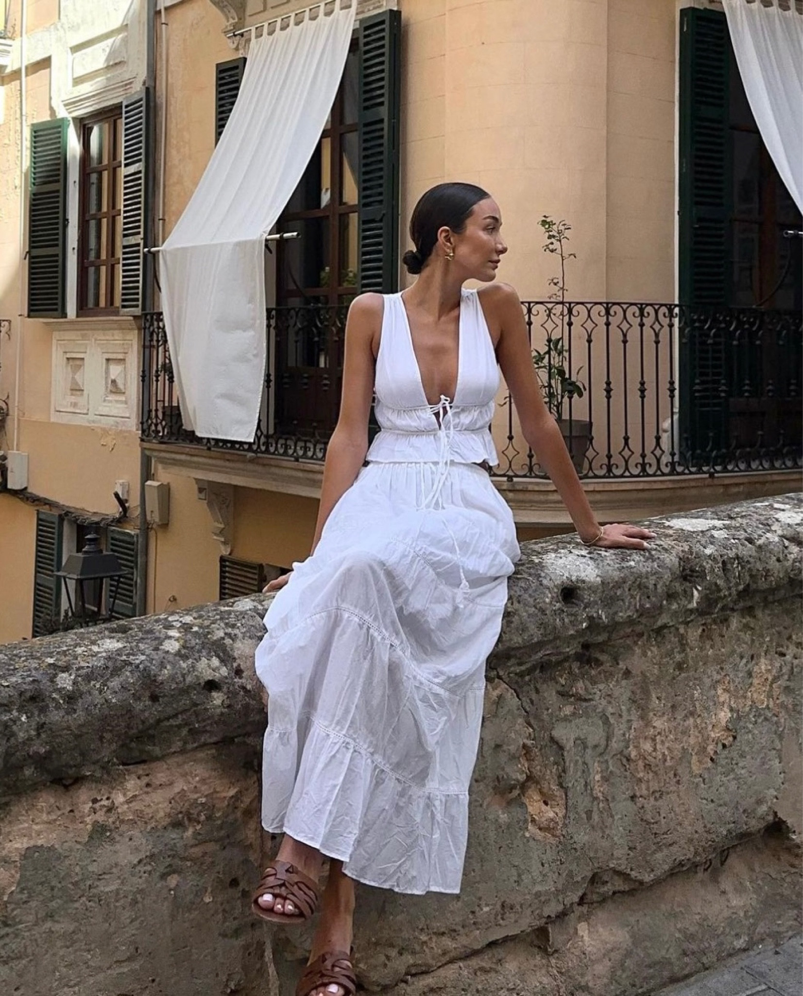 All white outfit, floaty white maxi skirt, white floaty top, tie front top, Reformation, summer style, holiday outfit, exploring outfit, ditsy outfit, summer inspo, maxi skirt, European summer 

#LTKSeasonal #LTKeurope #LTKstyletip