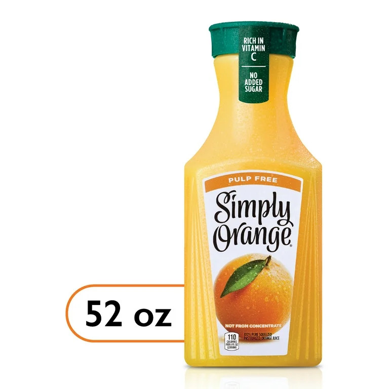 Simply Non GMO Orange Juice No Pulp, 52 fl oz Bottle | Walmart (US)
