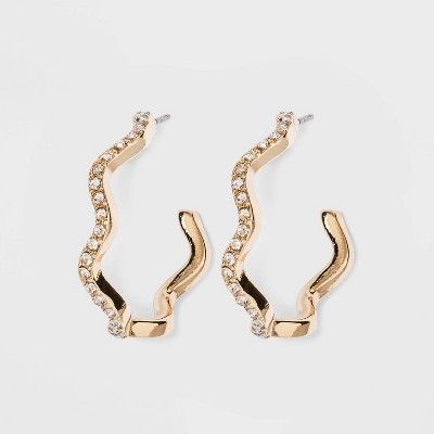 SUGARFIX by BaubleBar Modern Crystal Hoop Earrings - Gold | Target