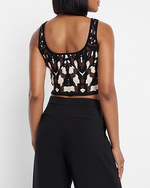 Body Contour Abstract Print Corset Cropped Sweater Tank | Express