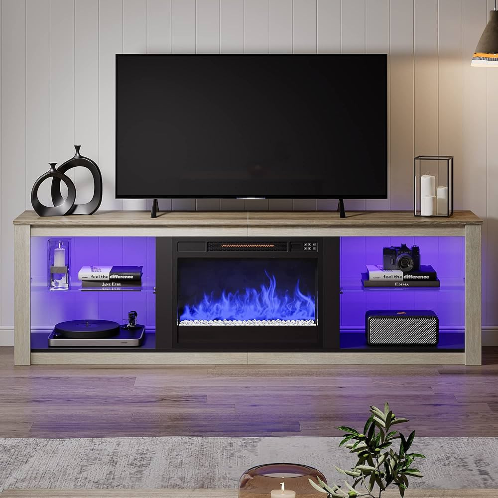 Bestier Fireplace TV Stand for 75 inch TV with 23 inch Electric Fireplace, 70 inch Entertainment ... | Amazon (US)