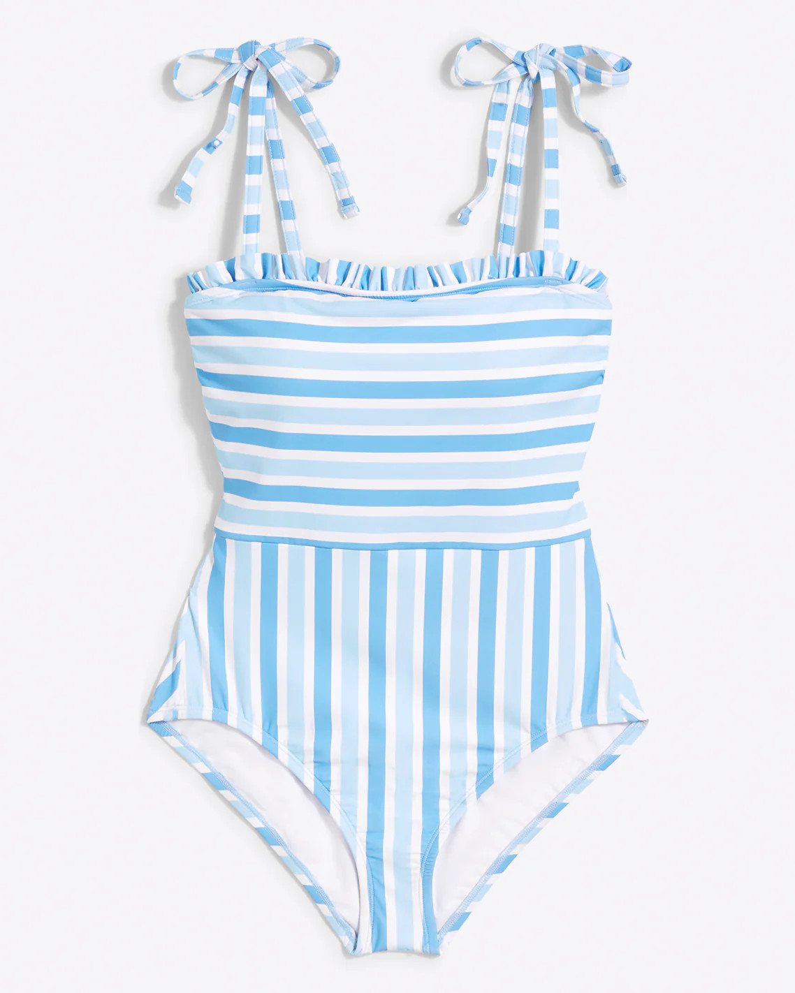 Ruffled One Piece Swimsuit in Awning Stripe | Draper James (US)