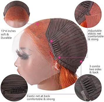 KLAIYI Ginger Orange Body Wave Lace Front Wigs Human Hair for Women , Brazilian Virgin 13x4 Lace ... | Amazon (US)