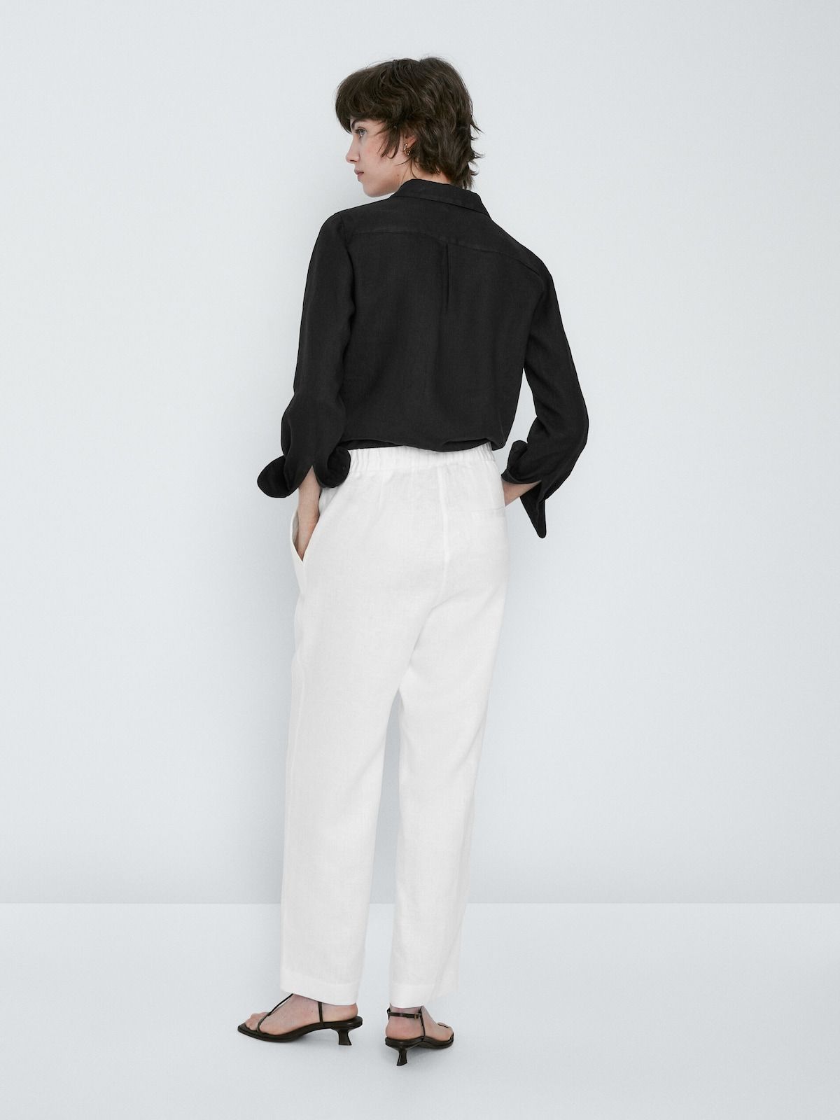 Straight fit 100% linen trousers | Massimo Dutti (US)