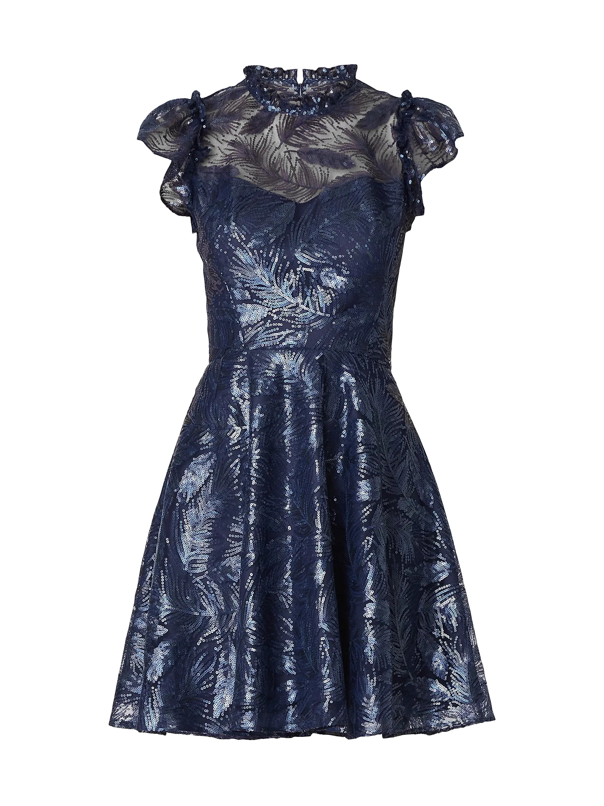 Shoshanna Everlie Sequined Flutter-Sleeve Minidress | Saks Fifth Avenue | Saks Fifth Avenue