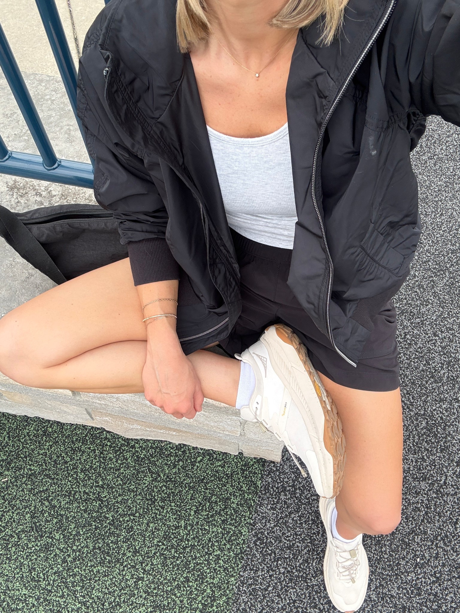 Wearing xxs shorts, small sports bra, small jacket, 2 tank, socks/sneakers tts

#LTKActive #LTKootd #LTKOver40