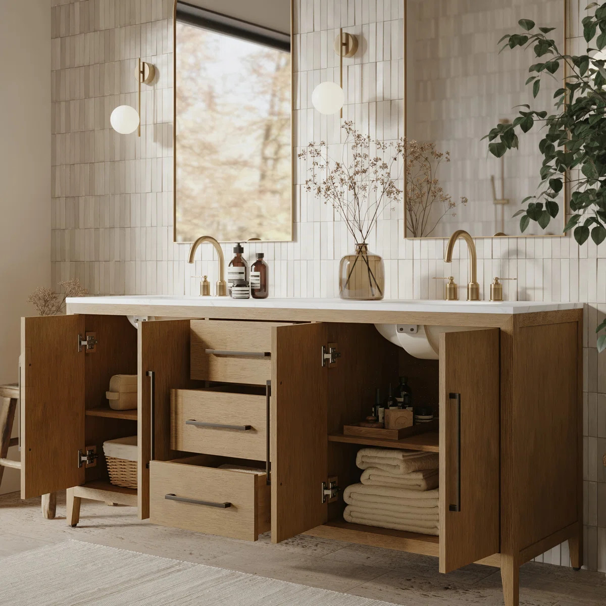 Alsup 72'' Double Bathroom Vanity with Quartz Top | Wayfair North America