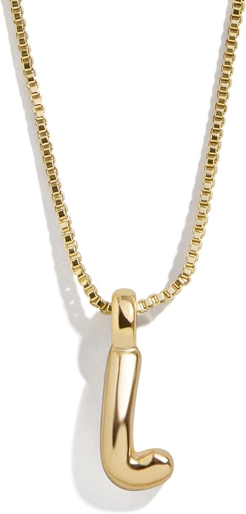 BaubleBar Gwen Mini Bubble Initial Necklace - Gold-Plated Bubble Letter Pendant, 17 Inch Chain wi... | Amazon (US)