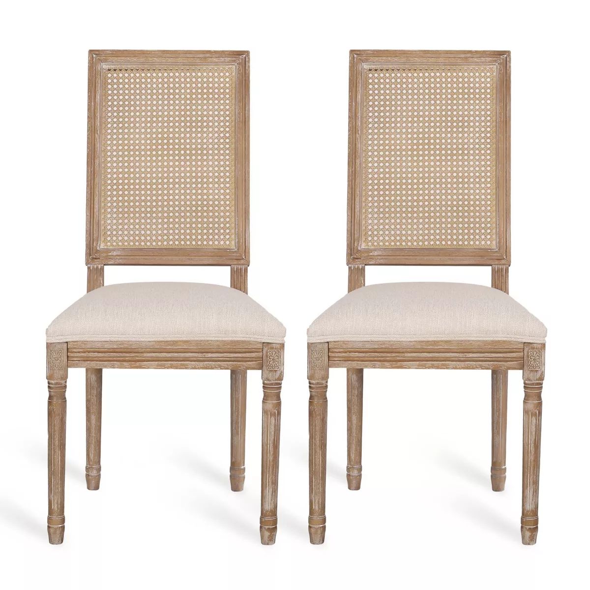 Set of 2 Regina French Country Wood and Cane Upholstered Dining Chairs - Christopher Knight Home | Target