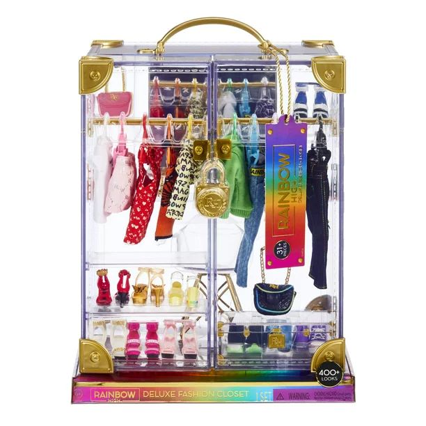 Rainbow High Deluxe Fashion Closet Playset–400+ Fashion Combinations! Portable Clear Acrylic To... | Walmart (US)