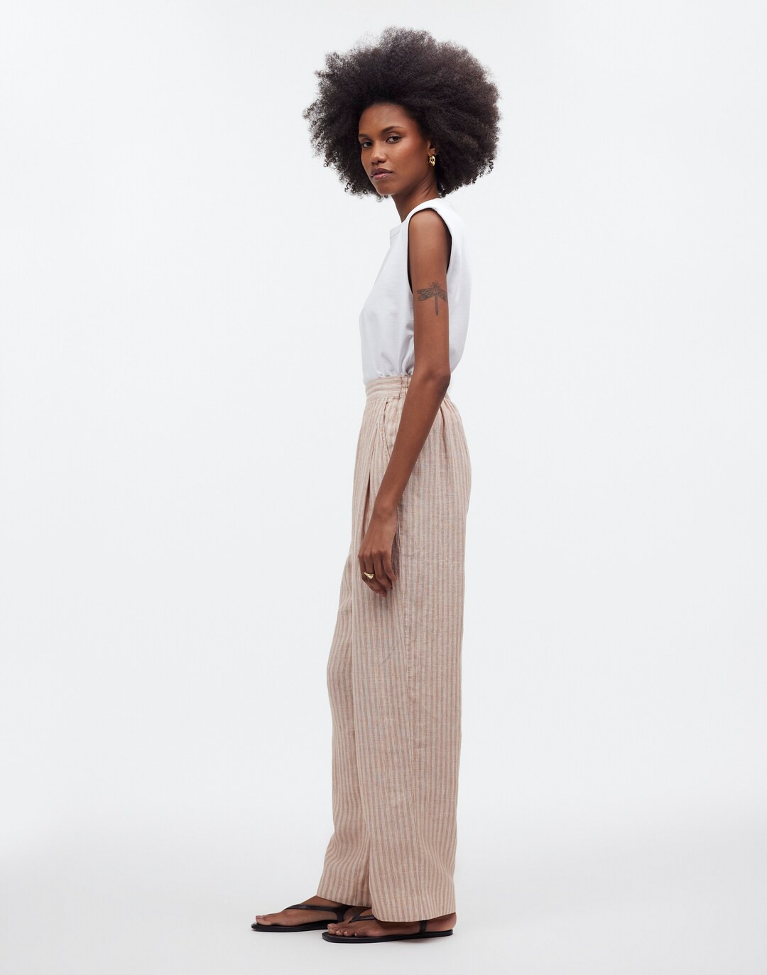 Pull-On Straight Crop Pants in 100% Linen | Madewell