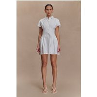 Aysha Buttoned Linen Mini Dress / White | MESHKI | XXS | MESHKI US