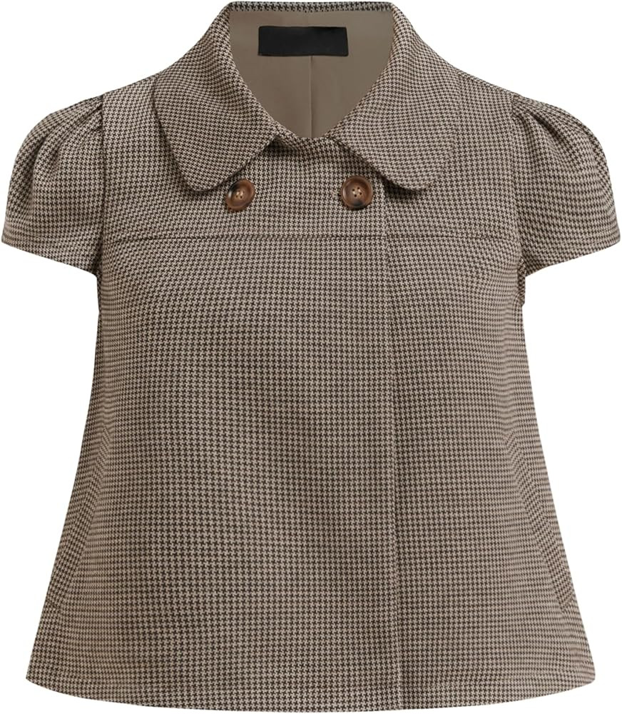 Womens Babydoll Tops Peter Pan Collar Short Puff Sleeve Blouse | Amazon (US)