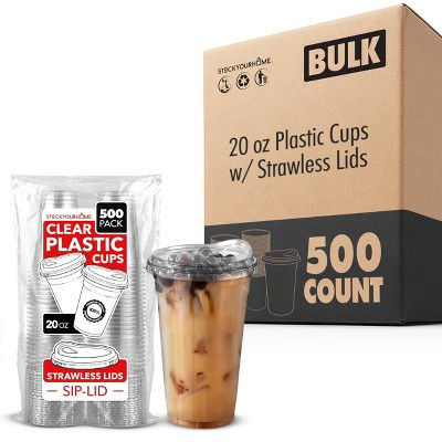 Stock Your Home 20-oz Disposable Clear Plastic Cups with Lids (Set of 500) | Target