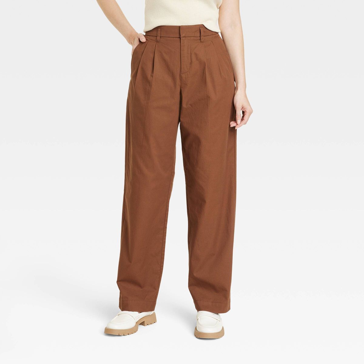Women's High-Rise Pleat Front Straight Chino Pants - A New Day™ | Target