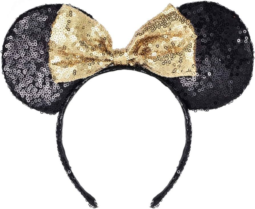 Sequin Black Mouse Ears Headband MM Glitter Hair Clasp Adults Women Butterfly Hair Hoop Birthday ... | Amazon (US)