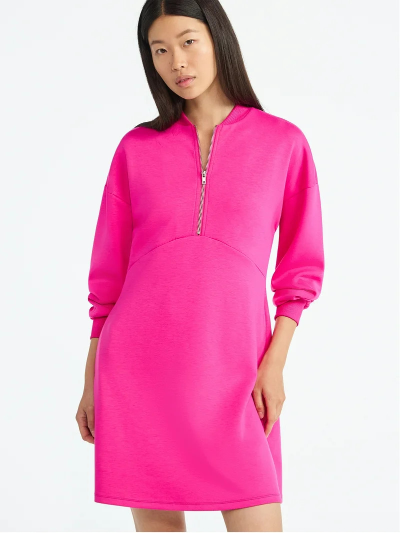 Scoop Women's and Women's Plus New Scubaknit Zip Front Mini Dress, Sizes XS-4X | Walmart (US)