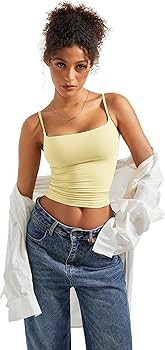 SUUKSESS Women Sexy Square Neck Tank Top Summer Y2K Going Out Basic Cami Shirt | Amazon (US)