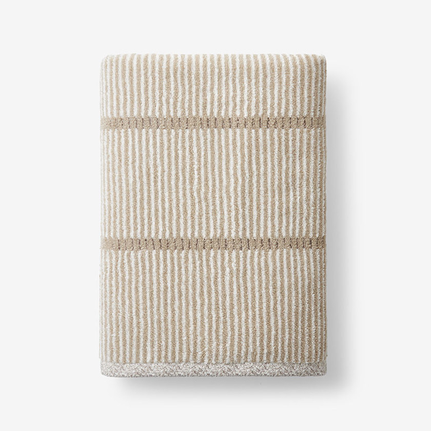 Narrow Stripe Reversible Cotton Bath Towel - Green/Teal/Turquoise Blue, Size 30 In. X 54 In. | The Company Store | The Company Store