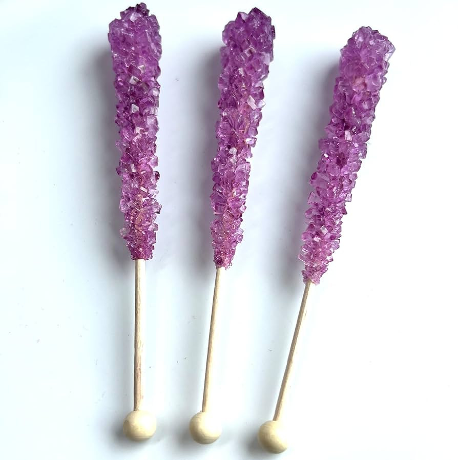 Classic Rock Candy Sticks, Sugar Rock Crystal Lollipops, Individually Wrapped (Pack of 18, Grape ... | Amazon (US)