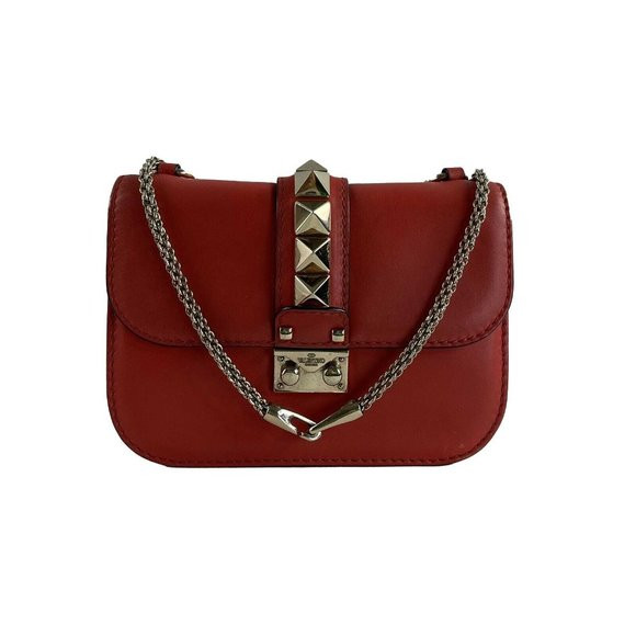 Valentino - Vitello Glam Lock Rockstud Flap - Red Leather Crossbody | Poshmark