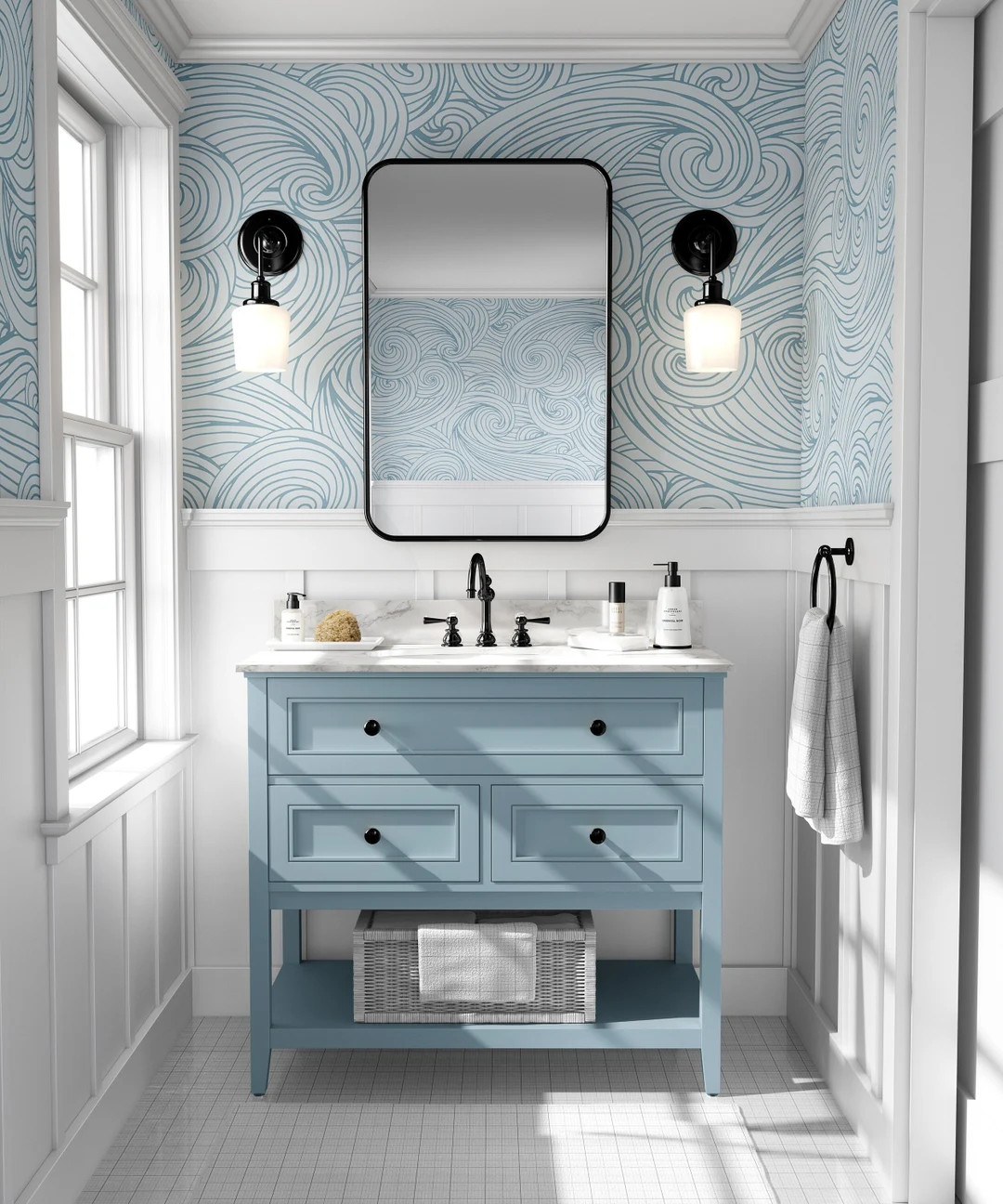 Wallpaper Peel and Stick Wallpaper Blue Crashing Ocean Waves - Etsy | Etsy (US)